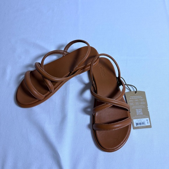 OluKai Shoes - OluKai Tiare Strappy size 7  Fox Tan New Leather Slingback Sandals 20515-FXFX